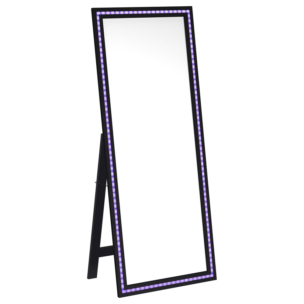 Espejo de pie Windrose LED templado de 28 x 67 pulgadas, negro