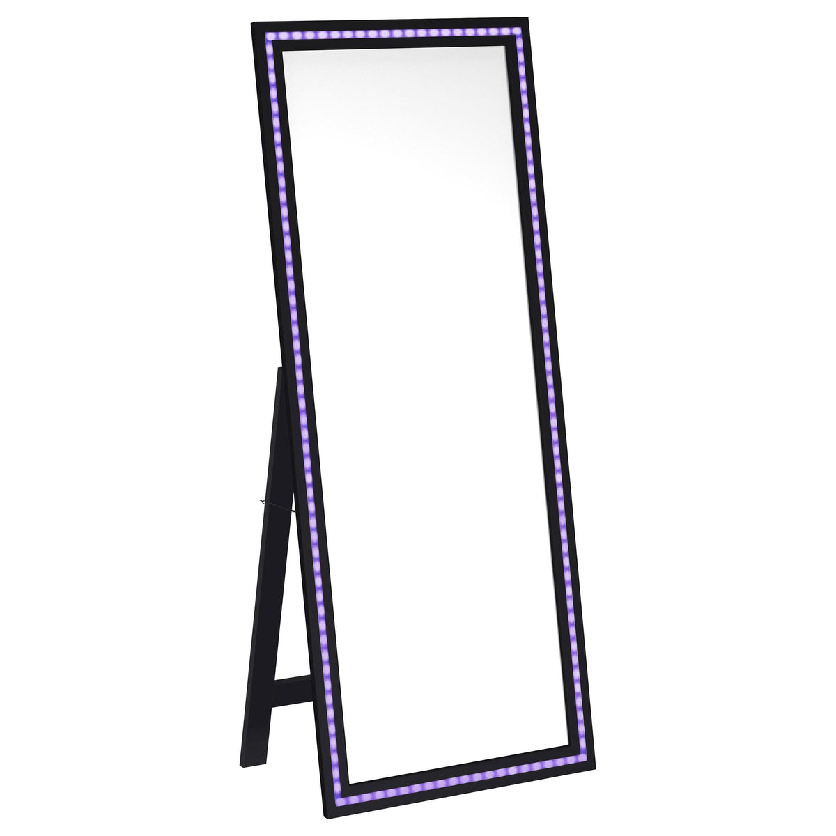 Espejo de pie Windrose LED templado de 28 x 67 pulgadas, negro