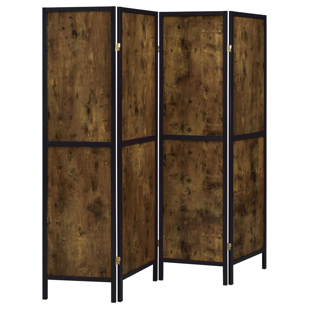 Biombo plegable de 4 paneles Deepika, color nuez moscada rústica