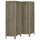 Biombo plegable de 4 paneles Deepika, madera flotante gris