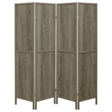 Biombo plegable de 4 paneles Deepika, madera flotante gris