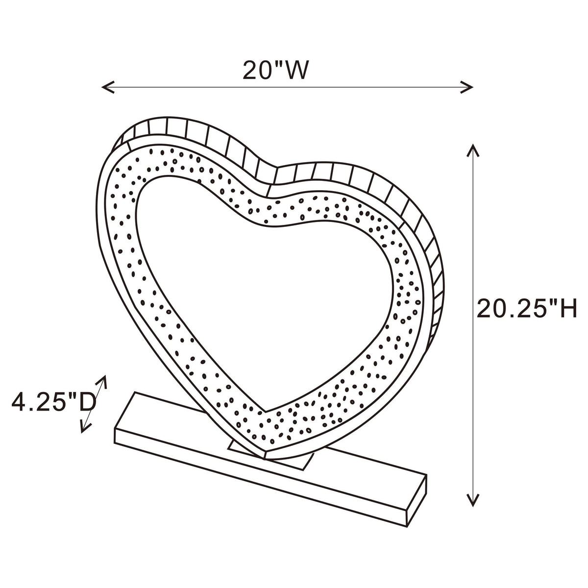 Espejo de tocador Euston en forma de corazón plateado