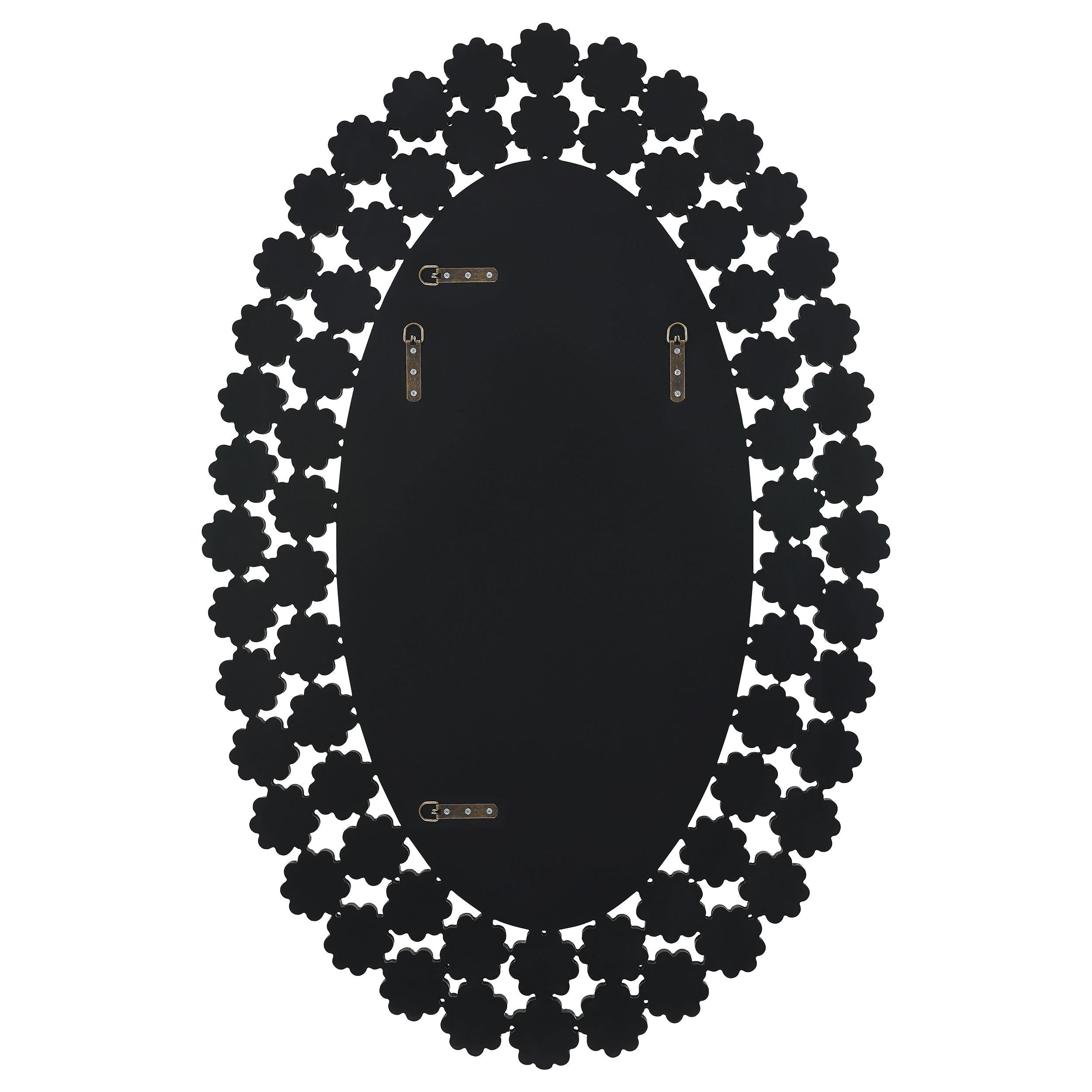 Colleen 31 x 47 Inch Oval Wall Mirror Crystal Flowers Silver