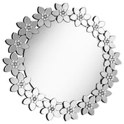 Cordelia 36 x 36 Inch Round Floral Wall Mirror Silver