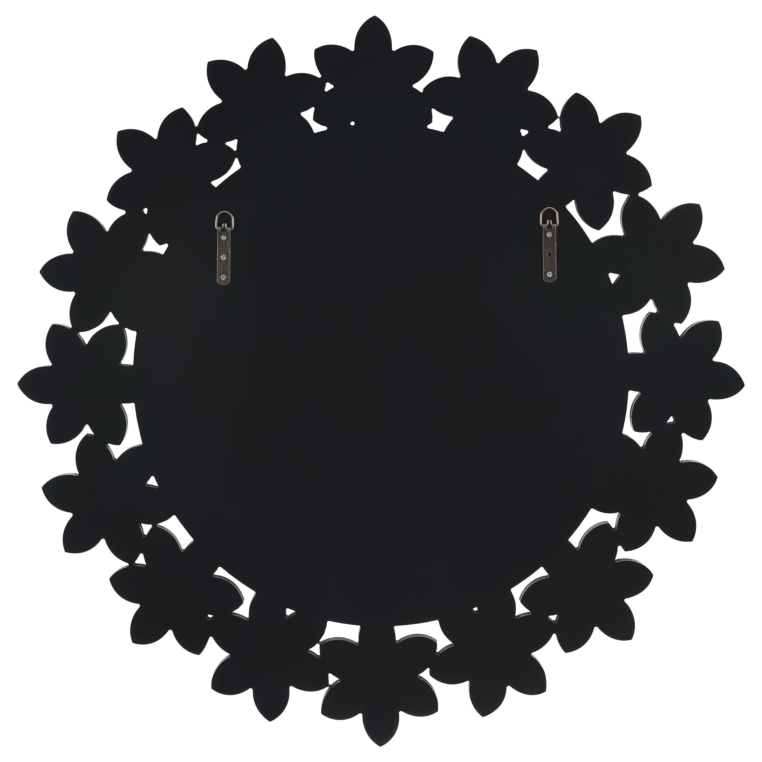 Cordelia 36 x 36 Inch Round Floral Wall Mirror Silver