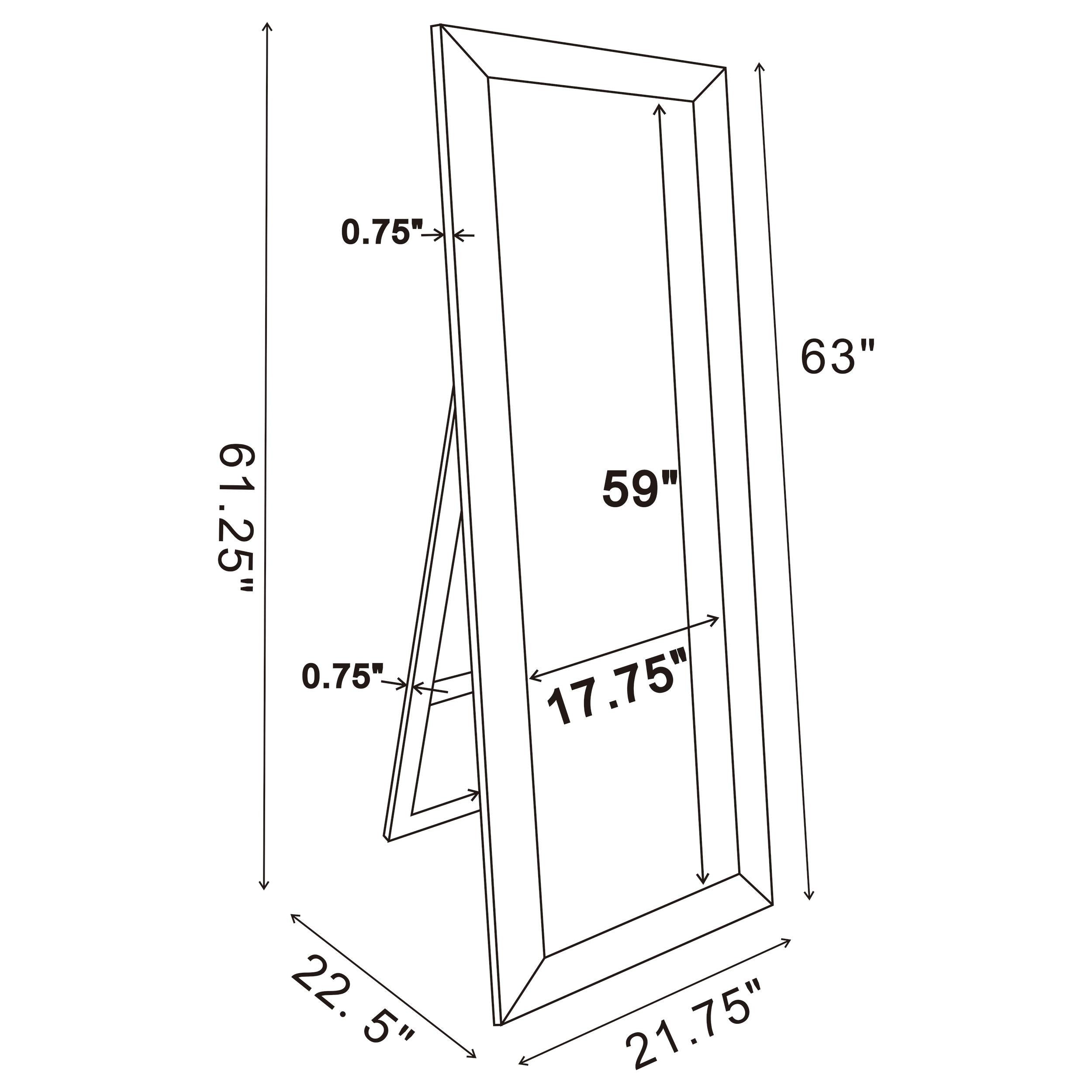 Soline 22 x 61 Inch Framed Standing Floor Mirror Silver