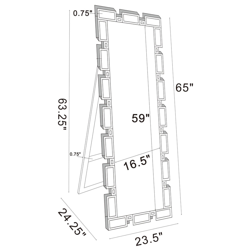 Tavin 24 x 65 Inch Geometric Frame Standing Mirror Silver