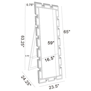 Tavin 24 x 65 Inch Geometric Frame Standing Mirror Silver
