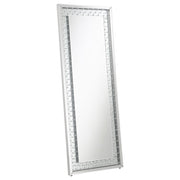 Yves 24 x 63 Inch Acrylic Crystal Floor Mirror Silver