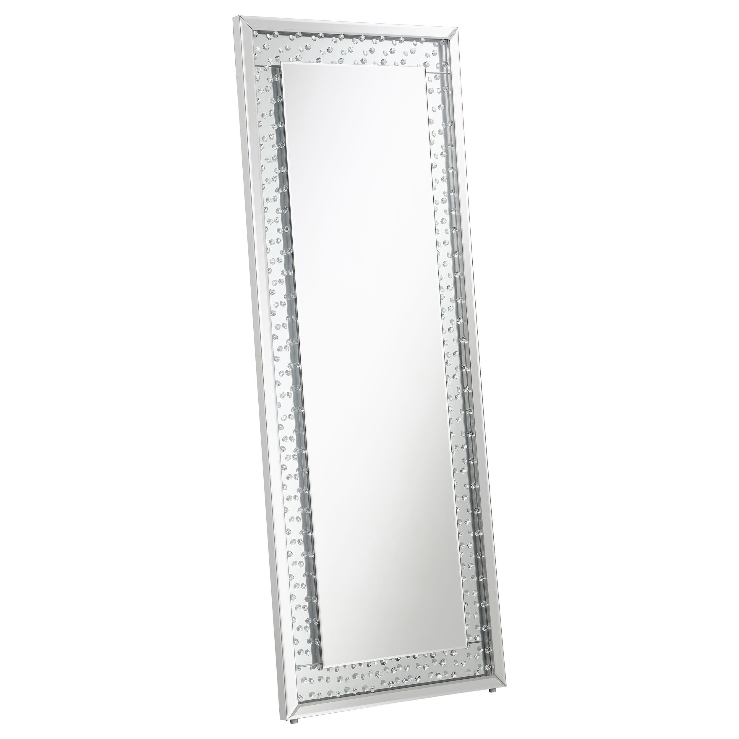 Yves 24 x 63 Inch Acrylic Crystal Floor Mirror Silver