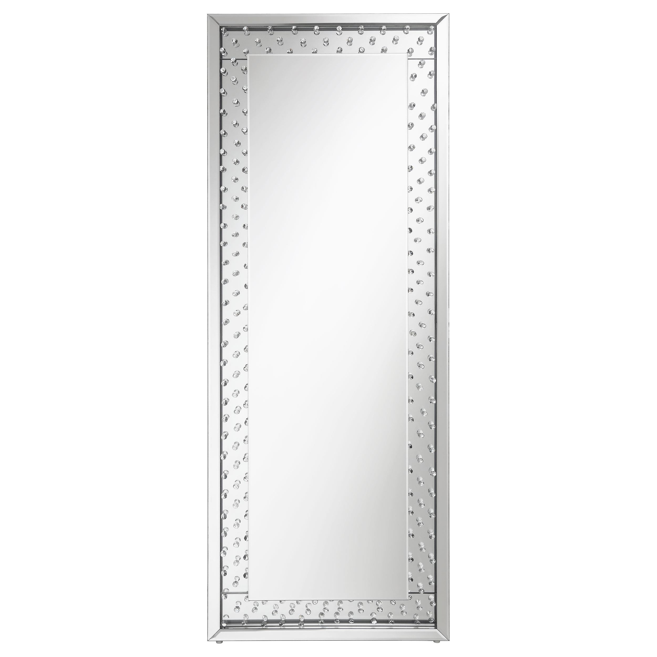 Yves 24 x 63 Inch Acrylic Crystal Floor Mirror Silver