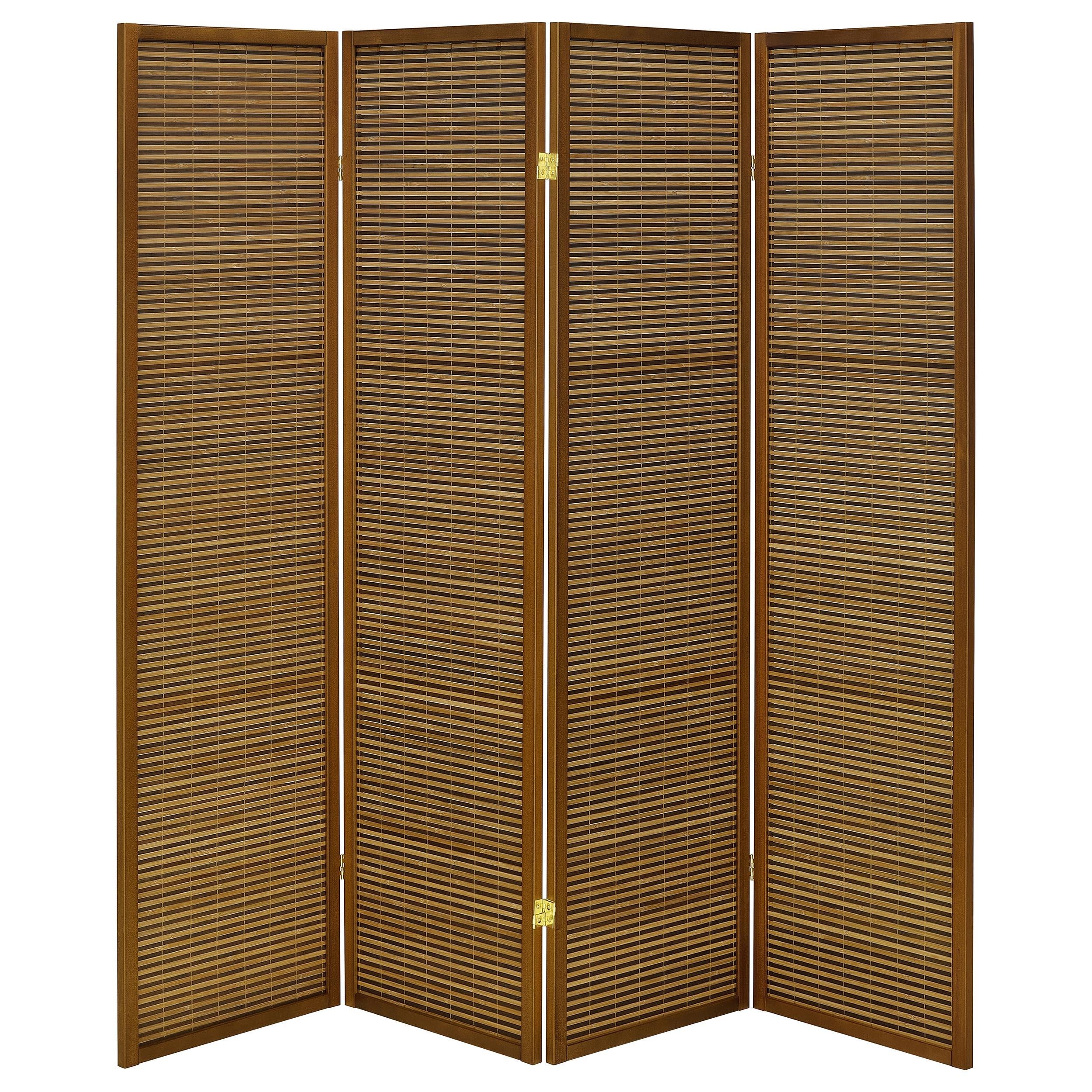 Browning 4-panel Bamboo Room Divider Folding Screen Walnut