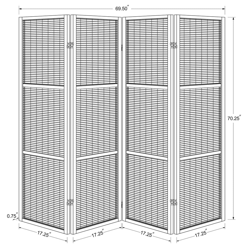 Browning 4-panel Bamboo Room Divider Folding Screen Walnut