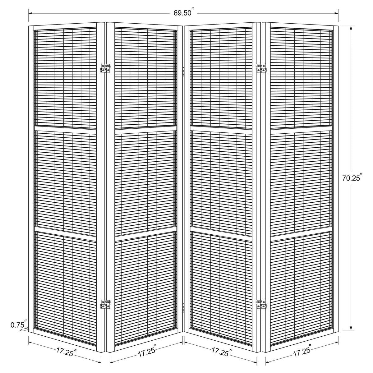 Browning 4-panel Bamboo Room Divider Folding Screen Walnut