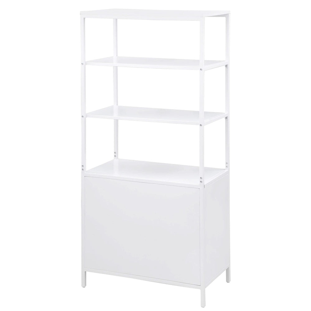 Gabinete decorativo Amherst de 3 estantes con diseño de radio y caña de metal blanco