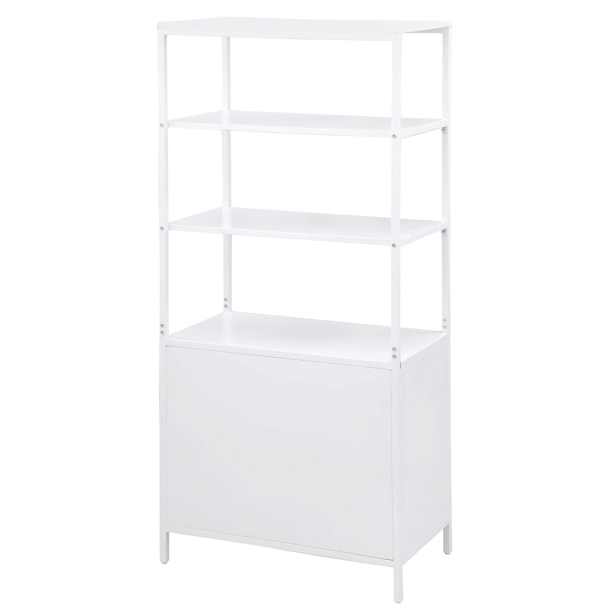 Gabinete decorativo Amherst de 3 estantes con diseño de radio y caña de metal blanco