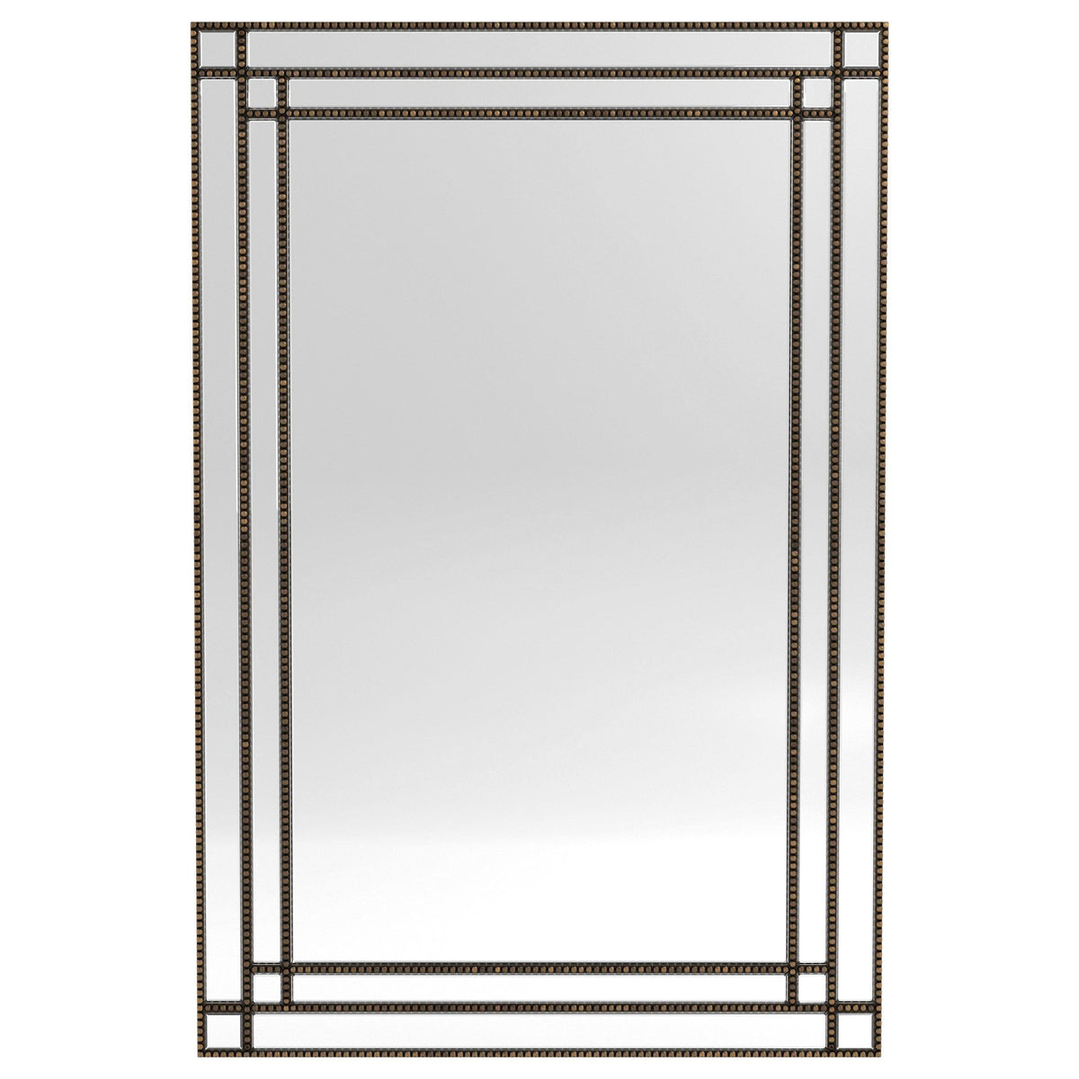 Espejo de pared rectangular con borde de cuentas Liam de 32 x 47 pulgadas, plateado