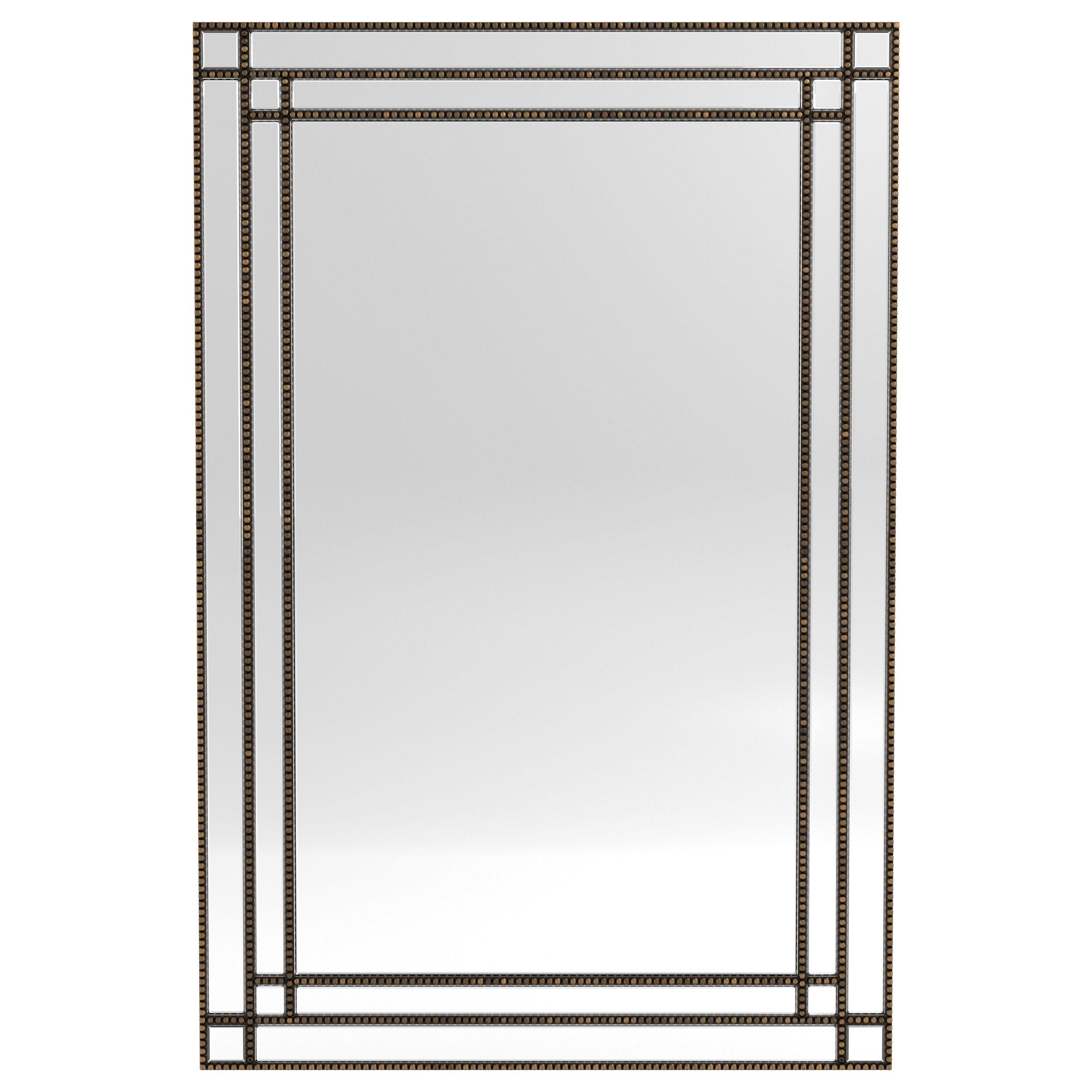 Liam 32 x 47 Inch Rectangular Beaded Trim Wall Mirror Silver
