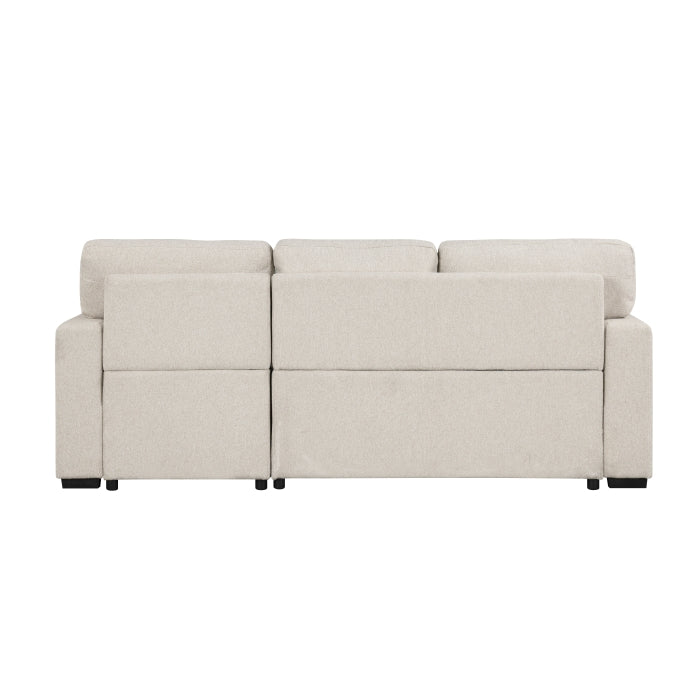 Pompano Collection Sectional with Right Chaise, Pull-out Bed, Hidden Storage and Shelves, Charging Ports