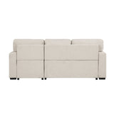 Pompano Collection Sectional with Right Chaise, Pull-out Bed, Hidden Storage and Shelves, Charging Ports