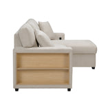 Pompano Collection Sectional with Right Chaise, Pull-out Bed, Hidden Storage and Shelves, Charging Ports