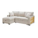 Pompano Collection Sectional with Left Chaise, Pull-out Bed and Hidden Storage, Charging Ports
