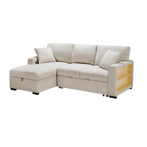 Pompano Collection Sectional with Left Chaise, Pull-out Bed and Hidden Storage, Charging Ports