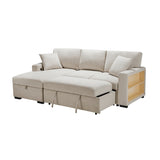 Pompano Collection Sectional with Left Chaise, Pull-out Bed and Hidden Storage, Charging Ports