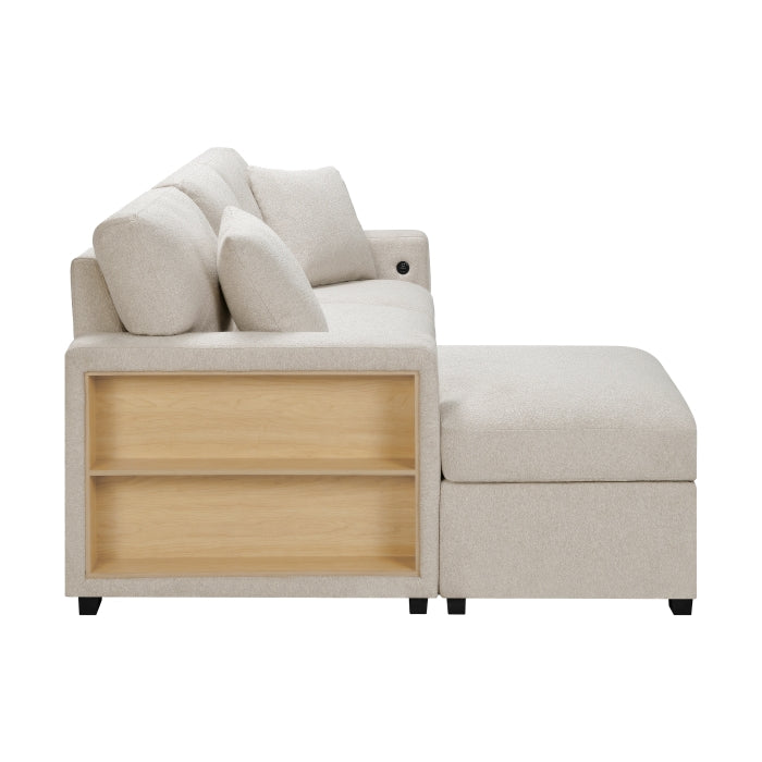 Pompano Collection Sectional with Left Chaise, Pull-out Bed and Hidden Storage, Charging Ports