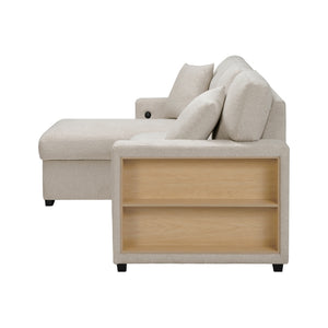 Pompano Collection Sectional with Left Chaise, Pull-out Bed and Hidden Storage, Charging Ports