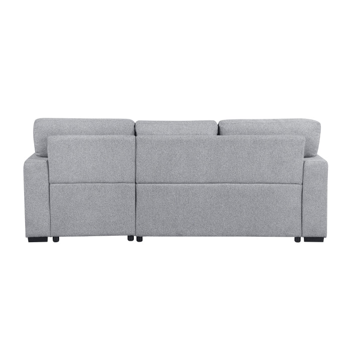 Pompano Collection Sectional with Right Chaise, Pull-out Bed, Hidden Storage and Shelves, Charging Ports