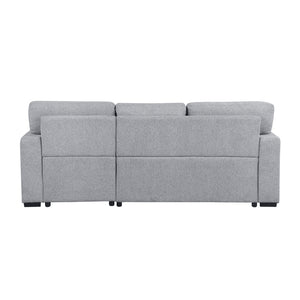 Pompano Collection Sectional with Right Chaise, Pull-out Bed, Hidden Storage and Shelves, Charging Ports