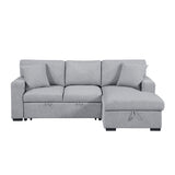 Pompano Collection Sectional with Right Chaise, Pull-out Bed, Hidden Storage and Shelves, Charging Ports