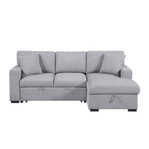 Pompano Collection Sectional with Right Chaise, Pull-out Bed, Hidden Storage and Shelves, Charging Ports