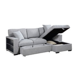 Pompano Collection Sectional with Right Chaise, Pull-out Bed, Hidden Storage and Shelves, Charging Ports