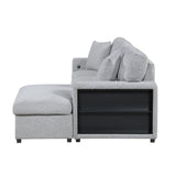 Pompano Collection Sectional with Right Chaise, Pull-out Bed, Hidden Storage and Shelves, Charging Ports
