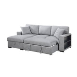 Pompano Collection Sectional with Left Chaise, Pull-out Bed, Hidden Storages and Shelves, Charging Ports