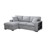 Pompano Collection Sectional with Left Chaise, Pull-out Bed, Hidden Storages and Shelves, Charging Ports