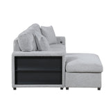 Pompano Collection Sectional with Left Chaise, Pull-out Bed, Hidden Storages and Shelves, Charging Ports