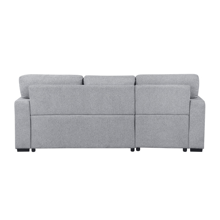 Pompano Collection Sectional with Left Chaise, Pull-out Bed, Hidden Storages and Shelves, Charging Ports