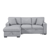 Pompano Collection Sectional with Left Chaise, Pull-out Bed, Hidden Storages and Shelves, Charging Ports