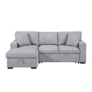 Pompano Collection Sectional with Left Chaise, Pull-out Bed, Hidden Storages and Shelves, Charging Ports