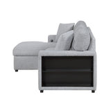 Pompano Collection Sectional with Left Chaise, Pull-out Bed, Hidden Storages and Shelves, Charging Ports