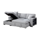 Pompano Collection Sectional with Left Chaise, Pull-out Bed, Hidden Storages and Shelves, Charging Ports