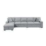Pompano Collection Sectional with Left Chaise, Pull-out Bed Hidden Storages and Shelves, Charging Ports