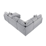 Pompano Collection Sectional with Right Chaise, Pull-out Bed, Hidden Storages and Shelves, Charging Ports