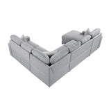 Pompano Collection Sectional with Left Chaise, Pull-out Bed, Hidden Storages and Shelves, Charging Ports