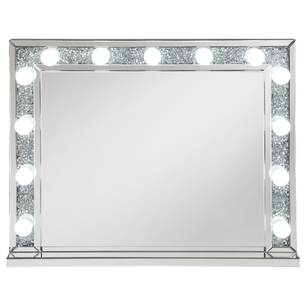 Espejo de tocador de mesa rectangular Wilmer con iluminación plateada