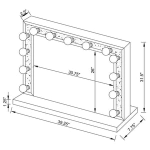 Espejo de tocador de mesa rectangular Wilmer con iluminación plateada