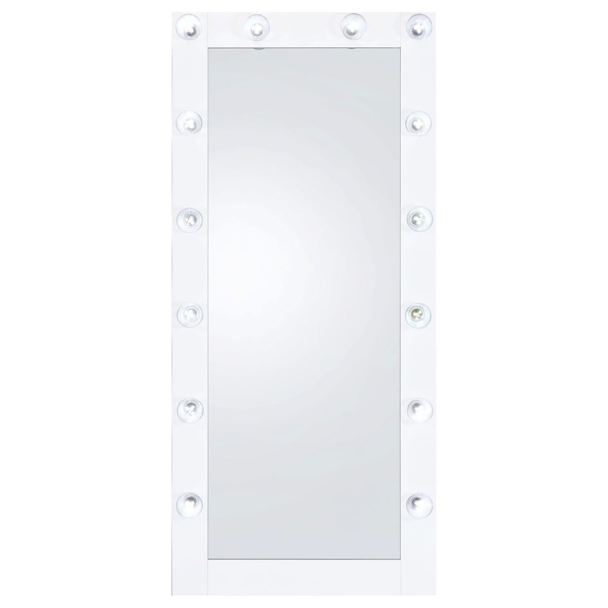 Zayan 32 x 71 Inch Floor Mirror LED Lighting White Gloss